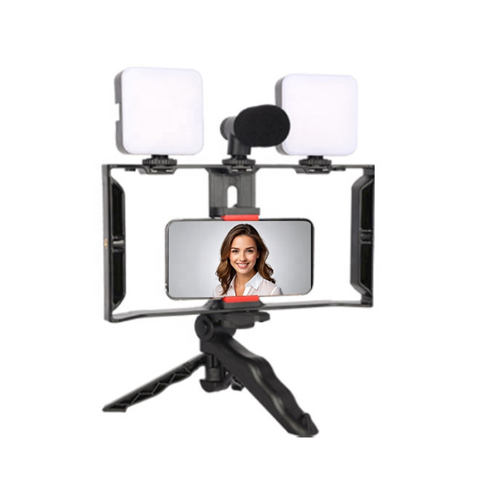 VlogMaster Live Kit – Equipo Portátil de Transmisión en Vivo con Micrófono, Luz Selfie y Accesorios para Grabación de Video Profesional
