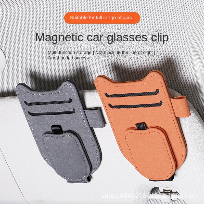 Clip Organizador para Auto – Soporte de Gafas de Sol con Porta Tarjetas y Billetes, Diseño Multifuncional de Gamuza